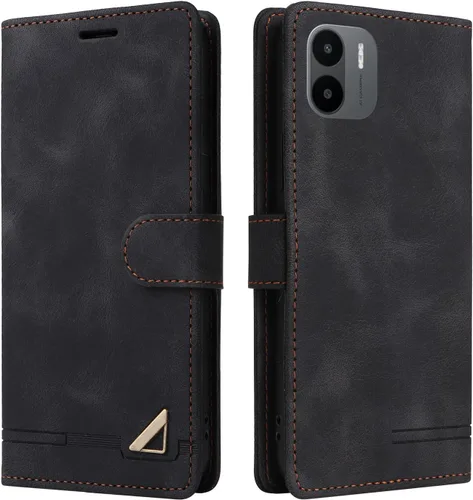 Compatible con Redmi A1 4G / A2 4G Flip Kickstand (piel sintética), cierre magnético, ranura para tarjetas, estilo cartera, funda protectora color