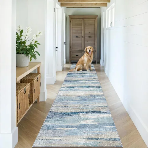 Miniatura 63 de Alfombra lavable para pasillo de 3 x 12 pulgadas, alfombras abstractas modernas con parte trasera antideslizante, alfombra ultra suave para cocina
