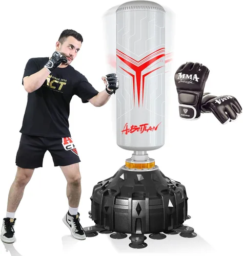 Saco de boxeo con soporte para adultos de 70 pulgadas con guantes de boxeo, bolsa de boxeo con soporte, amortiguador, base de ventosa, soporte para