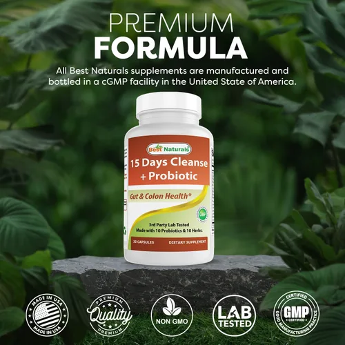 Miniatura 5 de Best Naturals Limpieza intestinal y colon durante 15 días + probióticos para mujeres y hombres con Senna, cáscara sagrada y cáscara de psyllium - 30