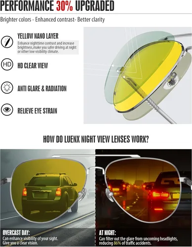 Miniatura 28 de LUENX, Aviator - Gafas de sol polarizadas, para hombres y mujeres, protección UV 400, con funda 60MM