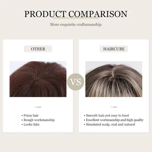 Miniatura 3 de HAIRCUBE Pelucas de color marrón a rubio con flequillo, pelucas sintéticas de cabello rizado, pelucas de cabello largo ondulado natural resistente
