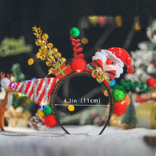 Miniatura 6 de Woeoe Led Christmas Headband Santa hat Hair Hoop Bells Cute Christmas Costume Snowman Headpieces Light Up Headpiece