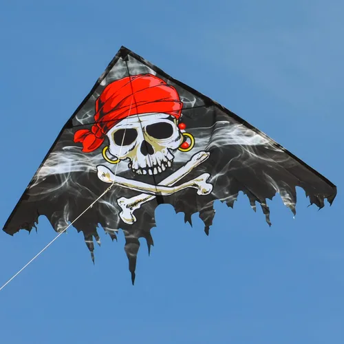 Miniatura 4 de In the Breeze 3257 — Smokin' Pirate Fringe 50" Delta Kite — Cometa voladora fácil para todas las edades, actividades de playa para niños y adultos