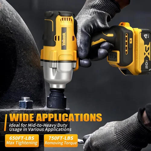 Miniatura 7 de Llave de impacto inalámbrica de 1/2 pulgada para batería Dewalt de 20 V, destornillador de impacto de 1000 N.m, pistola de impacto eléctrica sin