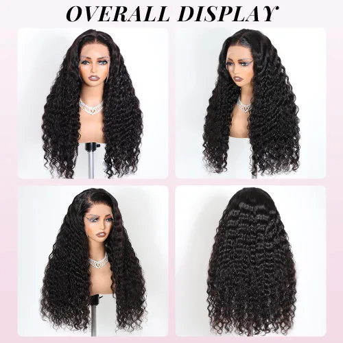 Miniatura 3 de Pelucas de encaje frontal de 13 x 4, transparentes HD, cabello humano prearrancado, línea capilar con abuelitos, densidad 200, ondas de agua