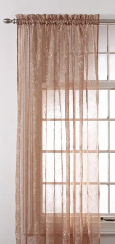 Miniatura 10 de Renaissance Home Fashion Stylemaster Reese - Cenefa festoneada transparente bordada en capas, 55 x 17 pulgadas, color moca