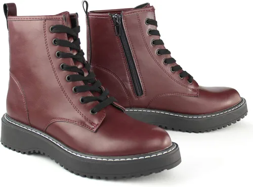 Miniatura 4 de Hawkwell Botas de combate para mujer con cremallera lateral y cordones al tobillo