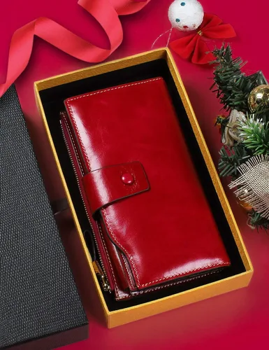 Miniatura 6 de DemonHunter Cartera de piel auténtica con bloqueo RFID de gran capacidad para mujer DZA2083 DZA2083J x Borgoña Cartera RFID