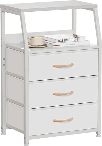 Miniatura 11 de Furnulem Cómoda negra con 5 cajones, cómoda de tela vertical para dormitorio, pasillo, entrada, habitación del bebé, organizador de armario, mesita