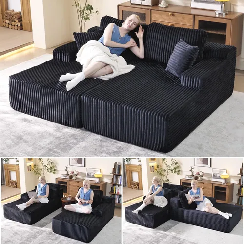 Miniatura 12 de Sofá seccional modular de 108" — Sofá nube de gran tamaño con chaise en forma de L, seccional modular tapizado de 3 asientos para sala de estar