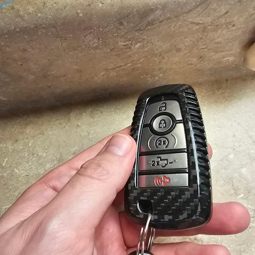 Miniatura 7 de Cubierta de llavero de fibra de carbono para Ford F-150 F150 Bronco Raptor R Off-Road 2018 2019 2020 2021 2022 2023 2024, Solo para Raptor, Estuche
