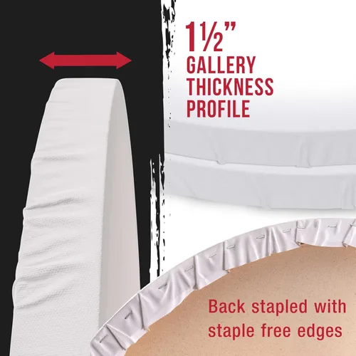 Miniatura 2 de U.S. Art Supply Lienzo estirado redondo de 30 pulgadas de diámetro, perfil de 1-1/2 pulgadas, 2 unidades, imprimado triple de gesso acrílico, 12
