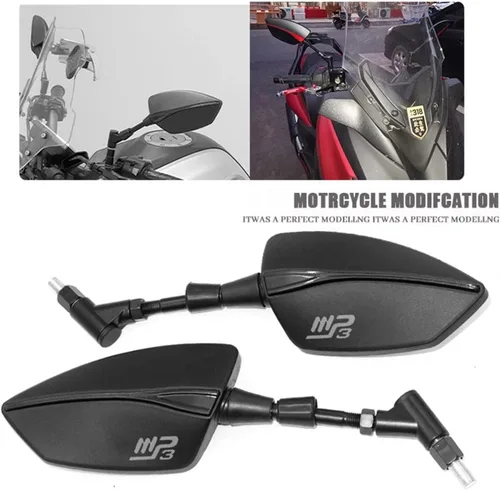 Miniatura 2 de Para Piaggio MP3 250 300 500 HPE Espejo retrovisor lateral de motocicleta (color negro)