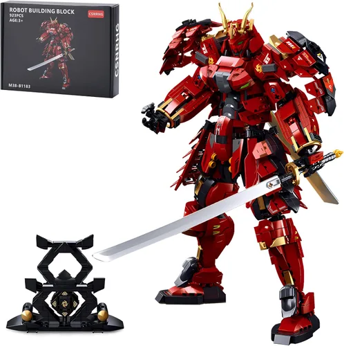 Miniatura 10 de CSNRHG Green Dargon Samurai mech Robot con modelo de lanza larga, bloques de construcción, juego de juguetes de cumpleaños mítico para niños mayores