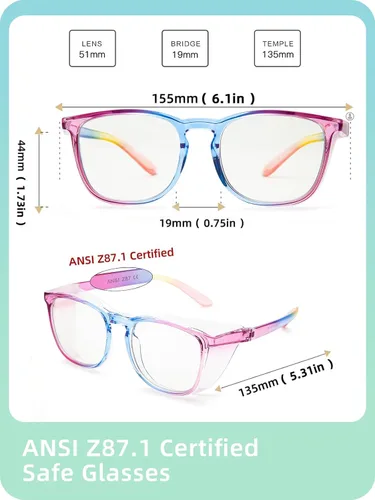 Miniatura 6 de LianSan - Gafas de seguridad antivaho de gran tamaño para enfermeras, gafas certificadas Z87.1 para mujeres, protección UV cuadrada Arcoíris
