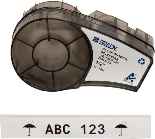 Brady Auténtica (M21-500-423) Etiqueta de Poliéster para Ambientes Adversos para Etiquetado de Códigos de Barras, Paneles Solares y Placas de