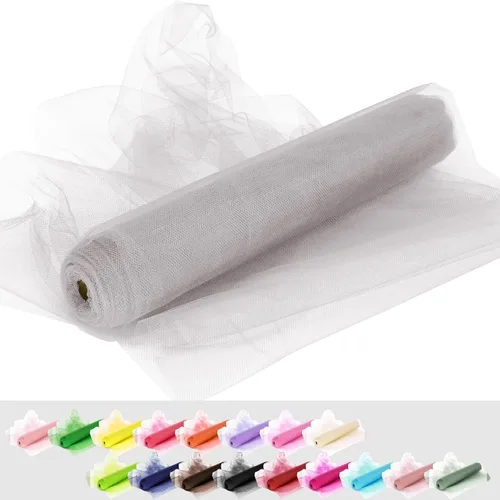 Miniatura 18 de Rollos de tela de tul, 54 pulgadas por 10 yardas (30 pies), cinta de tul para decoración de fiestas de boda, rollo de tela transparente en bobina