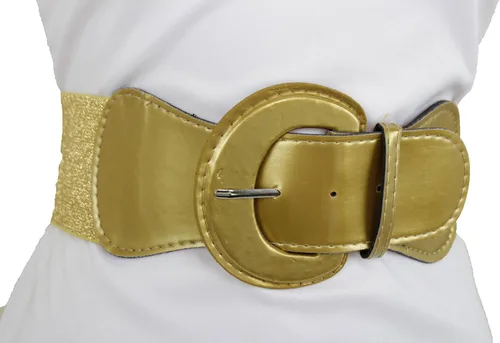 Miniatura 8 de TFJ - Cinturón ancho para mujer, cintura elástica, cintura alta, color dorado, hebilla grande