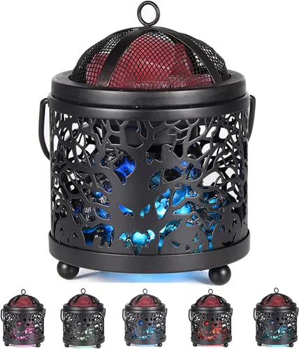 Dicimi Calentador de Cera de Velas de Halloween, Calentador de Cera Aromática de Calavera Colorida, Quemadores Eléctricos de Metal 4 en 1 para