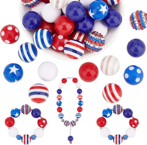 Miniatura 9 de PH PandaHall 50 cuentas acrílicas de 0.78 pulgadas (0.787 in) con cuentas de chicle, cuentas focales grandes y sueltas para bolígrafos, bodas