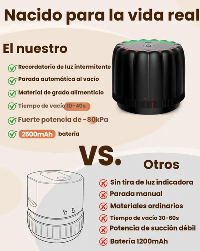 Miniatura 5 de Kit de sellado al vacío de tarros Mason eléctrico mejorado 2026 con tapas Mason de boca ancha y regular, bomba de vacío automática de 80 kpa, Negro