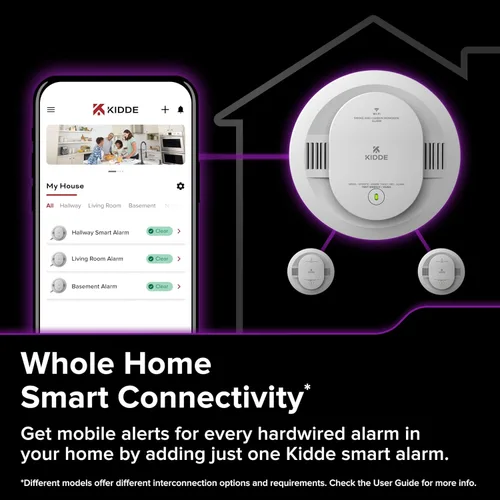 Miniatura 3 de Kidde Detector inteligente de humo y monóxido de carbono habilitado por la aplicación Kidde con cableado, respaldo de batería AA, alertas de voz