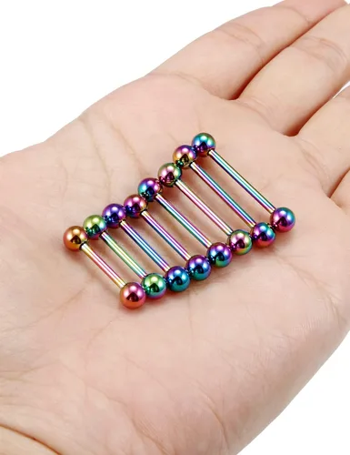Miniatura 3 de Kit de piercings – Juego de piercings para lengua, pezón y puente, anillos para lengua incluidos