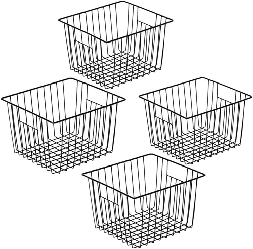 Miniatura 9 de Slideep Cestas de alambre para congelador, cesta de almacenamiento con asas, almacenamiento de alimentos para armarios de cocina, despensa, armario
