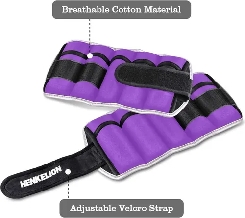 Miniatura 4 de Henkelion - Juego de 1 par de pesas ajustables, tobillo y muñeca, 2, 3, 5 y 10 libras, para gimnasio, entrenamiento, correr, levantamiento de pesas
