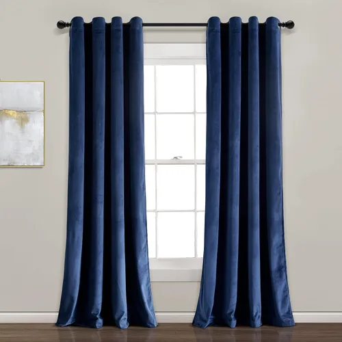 Miniatura 31 de Lush Decor Prima Velvet Sólido - Par de paneles de cortinas para ventana con ojales de filtrado de luz, 95" L x 38" A, Negro