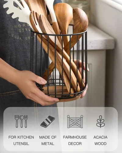 Miniatura 5 de getstar Soporte para utensilios de cocina, soporte de utensilios de alambre grande para encimera de cocina