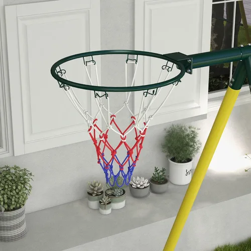Miniatura 9 de Outsunny Juego de columpios de 440 libras para patio trasero, soporte 5 en 1 resistente con marco en A, juego al aire libre para niños, con columpio