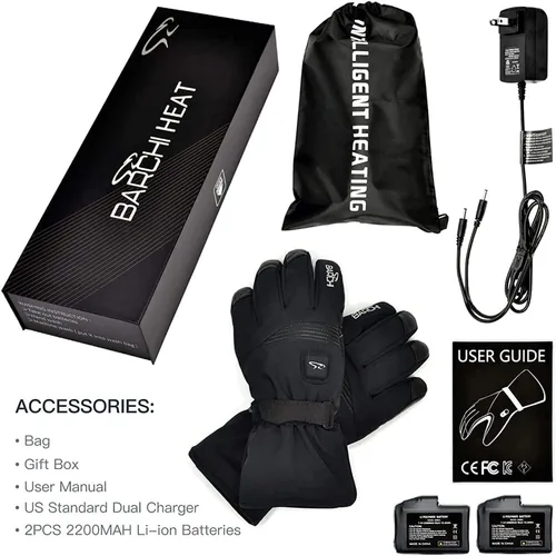 Miniatura 7 de Guantes calefactables para hombres y mujeres, calentadores de manos de invierno 7.4V, batería recargable, eléctricos, pantalla táctil, resistente al