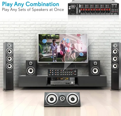 Miniatura 4 de Pyle Amplificador de potencia Bluetooth inalámbrico de 12 canales, salida de potencia máxima de 6000 vatios, receptor mezclador de fuente de audio