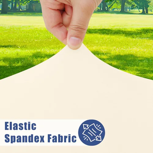 Miniatura 2 de Moosfor Paquete de 4 manteles rectangulares de elastano de 4 pies, elásticos y ajustables para pícnic, elásticos y lavables, para exteriores, Beige