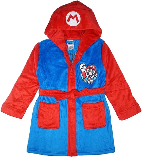 SUPER MARIO Bata de baño de forro polar suave con capucha para niños pequeños y grandes, bata de felpa para niños