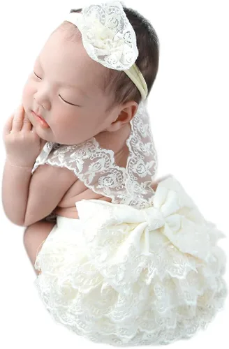 Ylsteed Trajes de fotografía para recién nacidos, accesorios de fotografía para recién nacidos, mameluco de encaje, trajes para sesión de fotos de