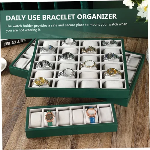 Miniatura 9 de LIFKOME 2pcs 6-grid Watch Storage Multi-function Watch Organizer Bracelet Display Tray Watch Holder Green Watches for Men Shop Bracelet Organizer