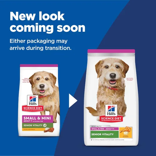 Miniatura 2 de Hill's Science Diet Senior Vitality, Nutrición Premium para Perros Mayores de Razas Pequeñas y Mini, Comida Seca para Perros, Pollo y Arroz, Bolsa