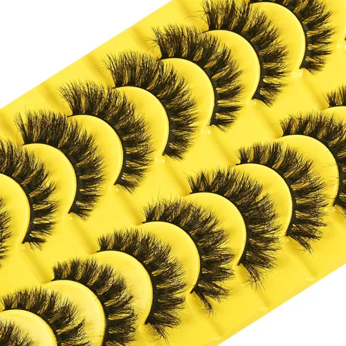 Miniatura 4 de Pestañas Postizas Cortas Tiras de Pestañas Completas de Visón 10 Pares Pestañas Esponjosas de Ojo de Gato Tiras de Pestañas Pestañas de Volumen