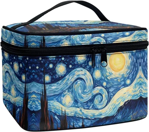 Miniatura 17 de Flashideas Bolsa de maquillaje para cosméticos Almacenamiento vertical Bolsa de maquillaje de viaje de gran capacidad, Caballo Azteca 1
