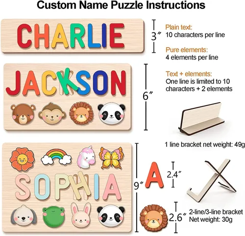 Miniatura 7 de Nombre Puzzle para Niños Personalizado - Regalos para Niña de 1 Año - Juguetes de Regalo de Cumpleaños Personalizados para Bebés para Niñas y Niños