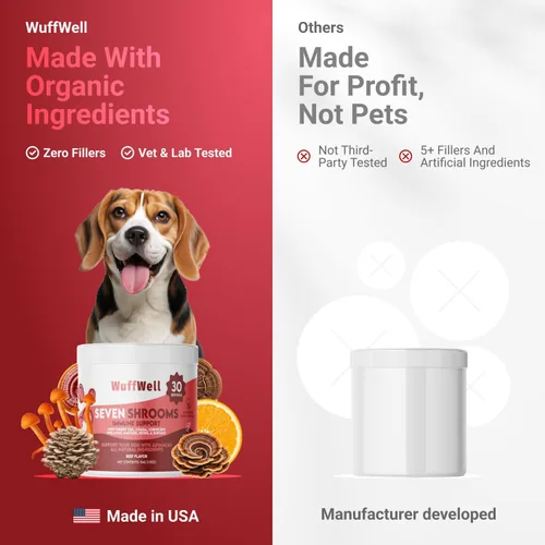 Miniatura 8 de WuffWell Suplemento de hongos de cola de pavo para perros, hongos de apoyo inmunológico, suplementos de hongos para perros para la salud, cola