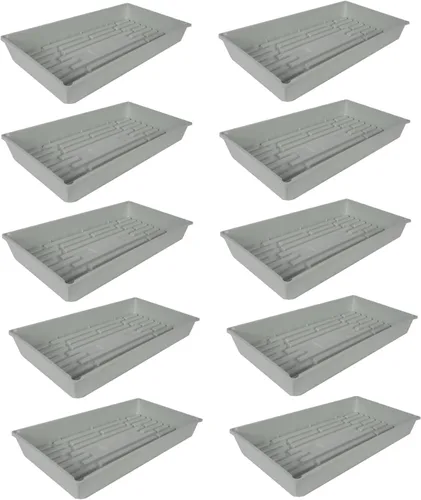 Miniatura 23 de SUNPACK Bandeja de inicio de semillas de plástico de 10 x 20 pulgadas, color negro, 2.5 pulgadas, sin agujeros de drenaje, ideal para invernaderos