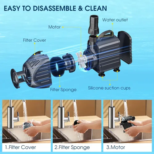 Miniatura 6 de NFESOLAR Bomba de Agua Sumergible 1200GPH, Bomba Sumergible Ultra Silenciosa con Protección contra Quemado en Seco Elevación Alta de 11ft