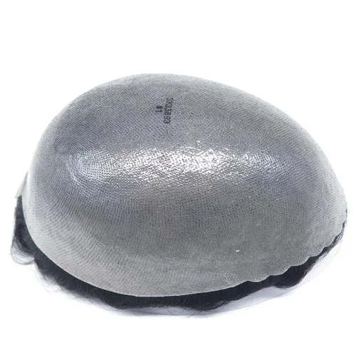 Miniatura 4 de HAIR NATURE Toupee para hombres, sistema de reemplazo de cabello humano, pelo negro, piel de polietileno #1