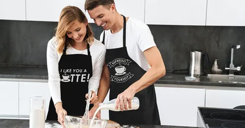 Miniatura 9 de Zulay - Paquete de 2 delantales divertidos para hombres y mujeres, delantales de cocina con correa ajustable para el cuello y 2 bolsillos grandes