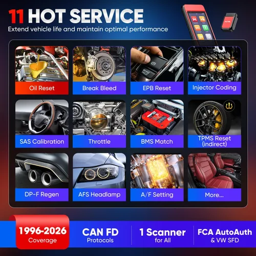 Miniatura 5 de Autel Escáner MaxiDiag MD909 PRO OBD2, lector de códigos de automóvil MD909PRO 2026, herramienta de diagnóstico de todos los sistemas, 11 servicios