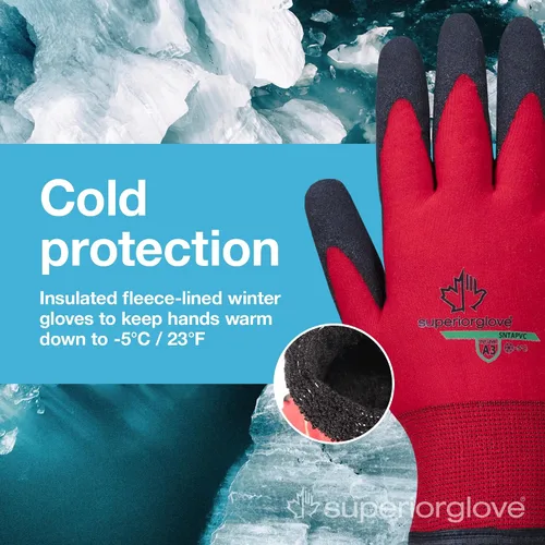 Miniatura 2 de Superior Glove Guantes de Trabajo de Invierno - Con Forro Polar con Palmas de Agarre Firme Negras (Temperaturas Frías) Guantes para Congelador